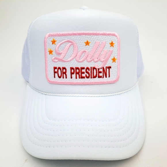 thepatriotspride.com Accessories - Dolly For President Embroidered patch Foam Trucker Mesh Snapback Cap Hat